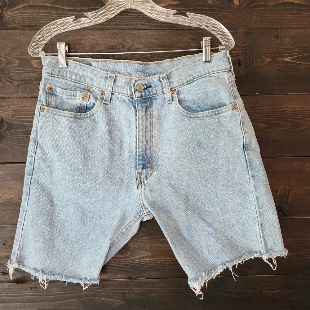 Vintage Levis 505 Jorts‎ Shorts Mens 32 Blue Light Wash Relaxed Fit Y2K Retro